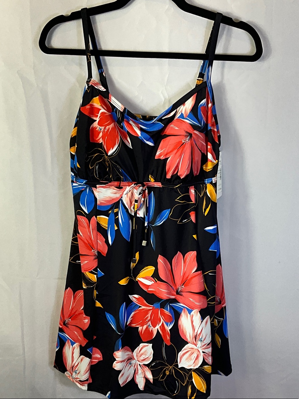 Macy’s Exclusive Padded Adjustable Strap Floral One Piece Swim Dress Size 14